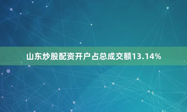 山东炒股配资开户占总成交额13.14%